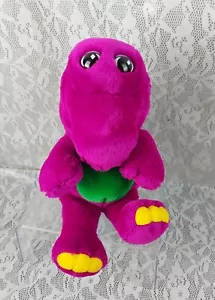 Dakin Barney Dinosaur Hand Puppet Purple Green Dino Lyons 15" Plush Stuffed 1992 - Picture 1 of 15