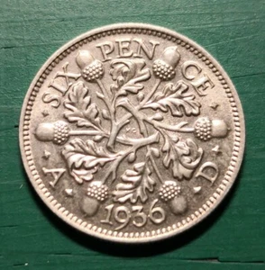 1936 George V silver sixpence #166 - Picture 1 of 2