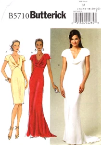 Draped Neckline Dress in 2 Lengths Butterick Sewing Pattern B5710 Sizes 14 to 22 - Picture 1 of 2