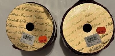 2 rollos cinta de seda de fortuna 4” x 10 yardas brillo borgoña Foto 1 de 4