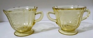 Vintage Gelb Depression Glas Milchkännchen & Zuckerdose Set - Bild 1 von 6