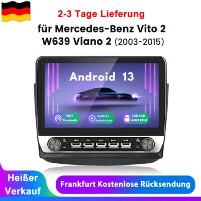 Für Benz Vito Viano W639 2003-2015 Android 14 Carplay Autoradio GPS Navi WIFI BT - Bild 1 von 4