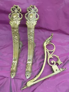3 Antique Victorian Rococo large Cast Brass / Bronze wall shelf brackets - Picture 1 of 12