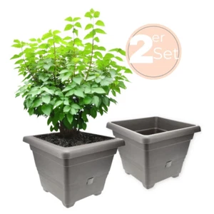 2x Pflanzkübel Rechteckig Blumen Kübel Pflanz Topf Kasten 25 cm Anthrazit - Bild 1 von 6