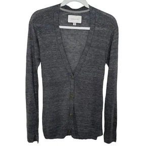 Brochu Walker Linen Grey Button Up Cardigan, XS - Picture 1 of 12