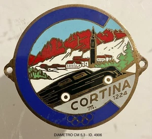 CORTINA D’AMPEZZO M.1224 BELLUNO PLACCA RADIATORE AUTO OLIMPIADI INVERNALI 1956 - Picture 1 of 6
