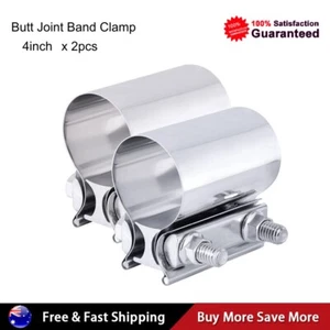 4 Inch Exhaust Clamp,Butt Joint Band Clamp Sleeve Coupler Stainless Steel 2PCS - Picture 1 of 9