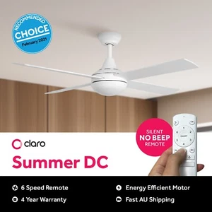 Claro Summer DC 4 Blade Ceiling Fan | 4 Year Warranty | Light Option | 48 + 52" - Picture 1 of 14