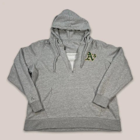 Oakland A’s Antigua Embroidered 1/4 Zip Hoodie MLB Baseball Womens XL BROKEN ZIP Cover