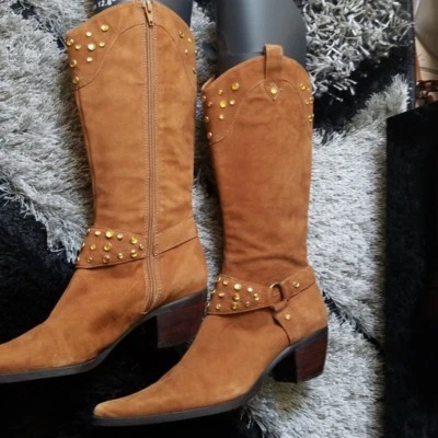 Steven by steve madden botas de vaquero de gamuza oxidada con estrás amarillo 8M Foto 1 de 4