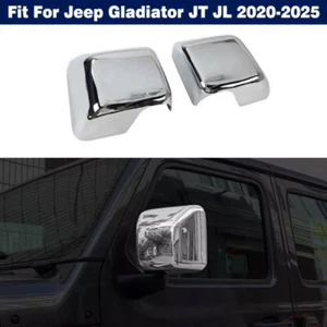 Pair Chrome Rearview Side Mirror Cover Cap For Jeep Gladiator JT/JL 2018-2025 - Picture 1 of 13