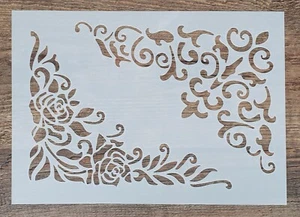 Schablone großes Ornament Ecken ST-1010451 Wandtattoo Vintage Malerei Stencil - Bild 1 von 5