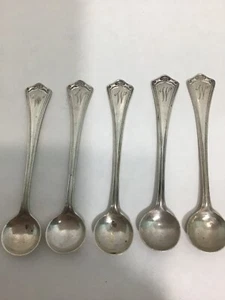 Set 5 cucchiaini di sale Manchester Sterling monogrammati con retro marcato 2 1/2" - Foto 1 di 8