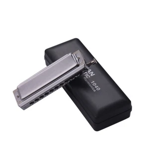 Swan Chromatic Harmonica 10 Holes 40 Tones Key of C Silver with Storage Box A2D0 - Picture 1 of 7