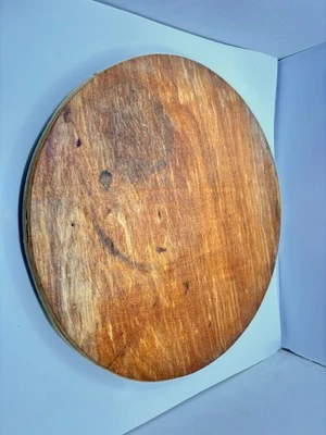 Vintage Wooden What Not Hanging Shelf Circular 12” Metal Base Rotating - Image 1 of 4
