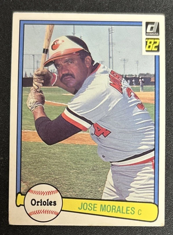 1982 Donruss Jose Morales Baseball Card #203 Orioles Creased Corner Dings O/C - Image 1 of 3