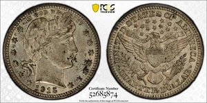 🔥1915 Barber Quarter 25c PCGS AU55 - NICE FIELDS AND SOME COLOR NR!!! 🔥 - Picture 1 of 3