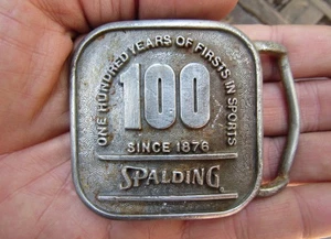 Vtg SPALDING Belt Buckle 100 Years Sporting Goods Russell 1976 Sports RARE VG+ - Picture 1 of 4