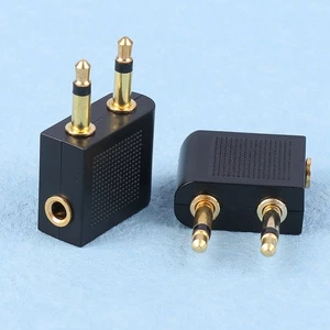 2PCS Portable Aviation Headset Conversion Plug Plane Seat Headphones Socket - Photo 1/12