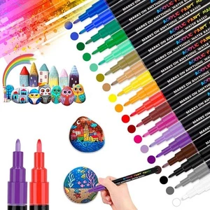 18 Acrylic Paint Markers Waterproof Fine Tip Pens for Rock Wood Glass Fabric - Picture 1 of 6