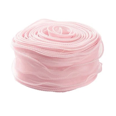 38 Yards 2 Inch Pink Sheer Ribbon Wired Transparent Organza Ribbon Sweet Rose... - Image 1 of 4