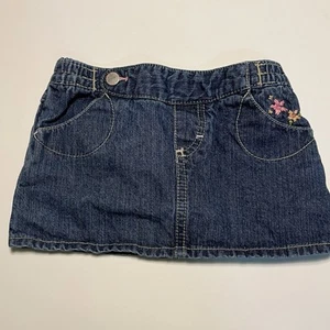 Osh Kosh B'Gosh Jean Skirt Blue Denim Embroidered Floral Size 9 Months - Picture 1 of 3