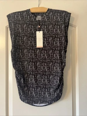 CALIA Golf Turn Nuevo con Etiquetas Slvless Crew Criss Thatch Negro/Blanco Acanalado Talla M Ret $54 Foto 1 de 4