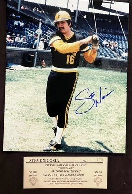 Foto 8x10 firmada por Steve Nicosia autografiada leyenda de los piratas de Pittsburgh Foto 1 de 3