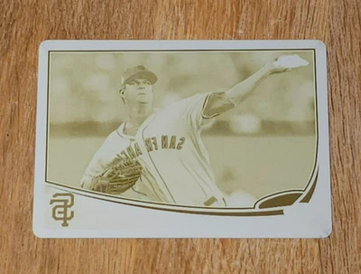 Placa de impresión amarilla Matt Cain 2013 Topps cromada #8 1/1 Gigantes de San Francisco Foto 1 de 2