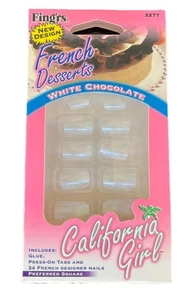 Fing'rs California Girl Desiertos Franceses Prensado en Uñas 24 Uñas Chocolate Blanco - Imagen 1 de 2