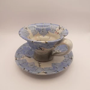 Cup & Saucer Mashiko ware Japanese pottery Coffee Display Grape - Picture 1 of 8
