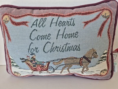 Riverdale Tapestry Throw Lumbar Pillow All Hearts Home Christmas Horse HTF - Image 1 of 3