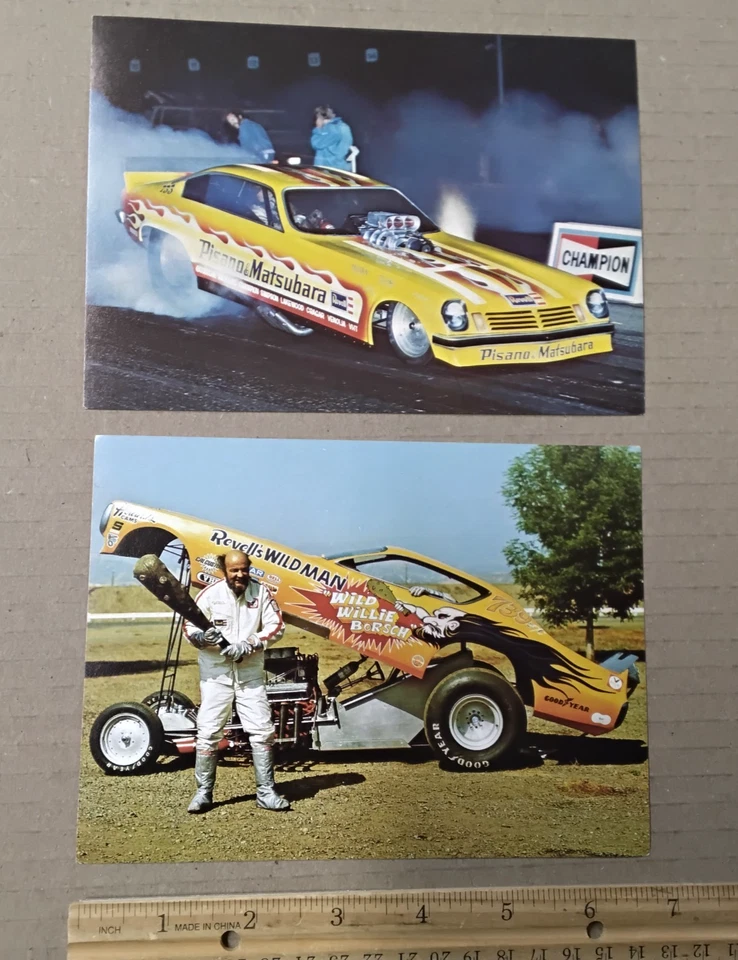 Lote de 2 folletos de carreras de arrastre modelo Revell 1974 Wild Man Willie Borsch Dodge Foto 1 de 4