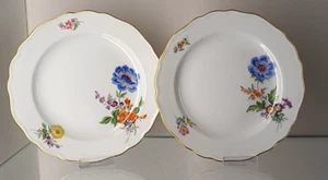 Meissen 2 platos de pastel flor azul 3 oblicuos Dm aprox. 18 cm borde dorado - Imagen 1 de 10