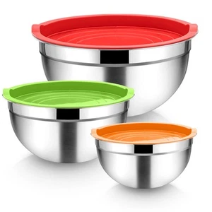 Mixing Bowls, Stainless Steel Nesting Salad Bowls with Airtight Lids Set, For... - Picture 1 of 7