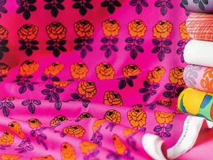 Marimekko VIHKIRUUSU Tela Algodón Maija Isola 145x100cm Rosa - Imagen 1 de 3