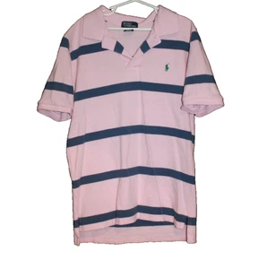 Polo Ralph Lauren Stripe Pink & Blue Polo Shirt Short Sleeve Boys Size L (14-16) - Picture 1 of 2