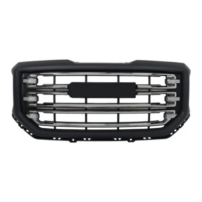 Parrilla delantera cromada brillante y gris negro para GMC Sierra 1500 2016-2019 Foto 1 de 4