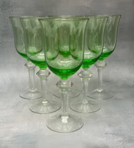 6 Denby Aurora Winterberry Green Wine Glasses 7” - Picture 1 of 2
