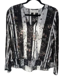 Anthropologie Cloth & Stone Victoria Layered V-Neck Blouse Size XL Floral - Picture 1 of 4
