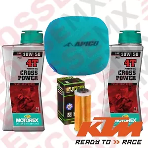 KTM EXCF450/EXCF500 SERVICE KIT ENDURO 2017-2023 10W-50 OIL AIR & OIL FILTER - Picture 1 of 7