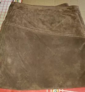 Vintage Brown Covington Suede Leather Pants High Waist Bell Womens Sz 14 - Picture 1 of 6