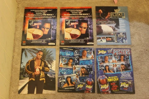 (6) WWF WWE The Rock Wrestling Magazine Print Ad/Poster Smackdown Chef Boyardee Cover