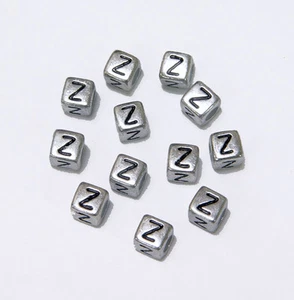 6 mm Silber Metallic Alphabet Perlen Schwarz Buchstabe "Z" 100 Stck. - Bild 1 von 1