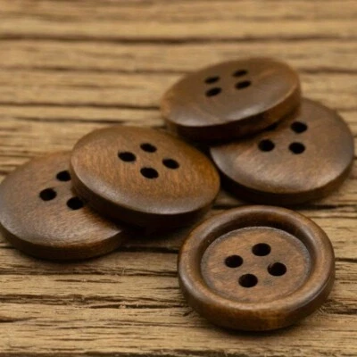 10pcs 4 Hole Natural Wood Buttons 12.5/18/20mm for Sewing Jacket Accessories - Image 1 of 4