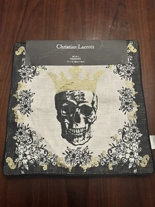 Christian Lacroix Set of 4 Halloween Skull King Crown 15in Square Placemats NEW - Picture 1 of 8