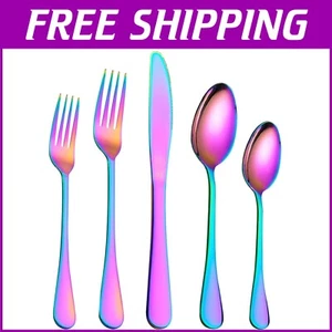 Mirror Rainbow Finish 40-Piece Silverware Set – Service for 8, Strong & Durable - Picture 1 of 10