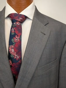 Jos A Bank 46R Signature Collection 2 Piece Suit Gray Wool Silk Glen Check - Picture 1 of 14