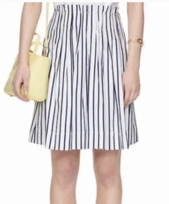 Kate Spade Broome Street Size 0 White Navy Stripes Pockets Women Skirt NWD NWOT - Image 1 of 4