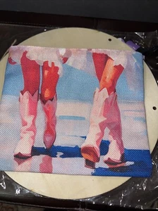 Rosa Cowboystiefel Make-up Reißverschlusstasche - Bild 1 von 2